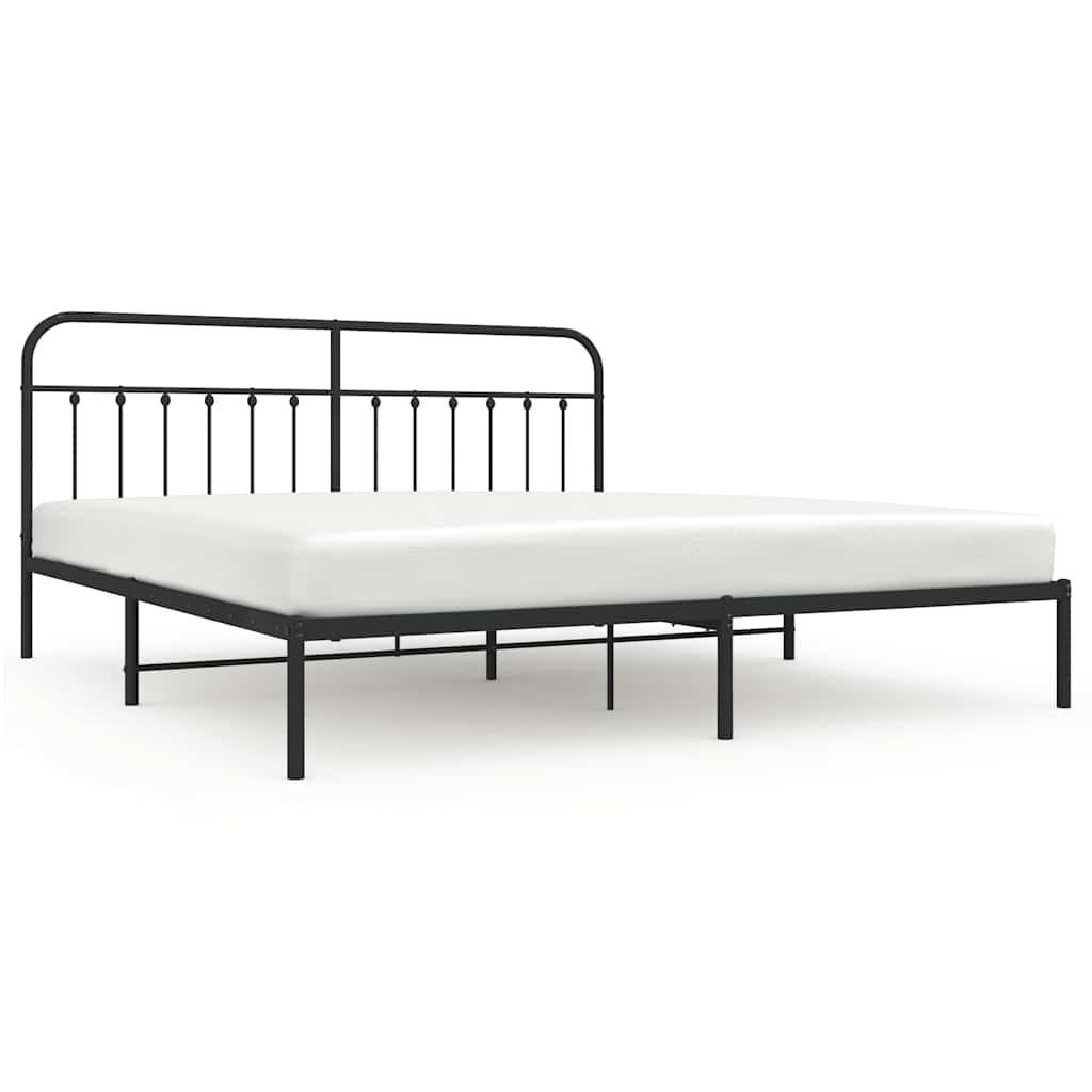 Łóżko Metalowe Czarne Rama Łóżka Ze Stelażem Do Sypialni Pokoju 200x200 cm
