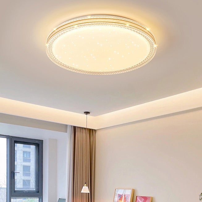 Kryształowy plafon LED 48 W, nowoczesny plafon LED, energooszczędny okrągły żyrandol LED, ciepłe białe światło 3000 K, φ40 cm