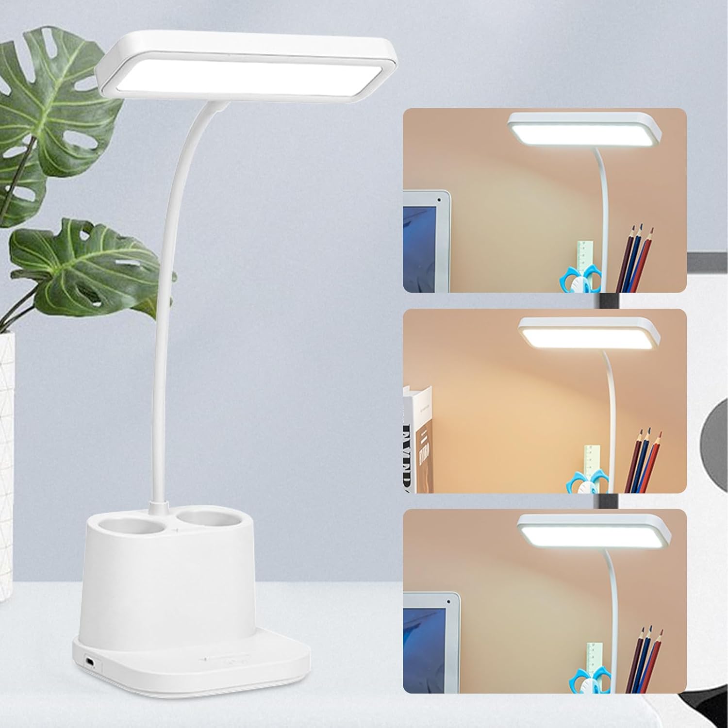 Lampka biurkowa LED, 3 tryby, 8 poziomów jasności, obrót 360°, bezprzewodowa lampka nocna i do czytania na stół