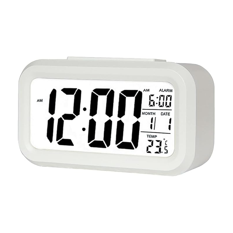 (Bateria) Budzik cyfrowy, budzik LED z temperaturą, funkcją drzemki, konwersją 12/24 godzin, kalendarzem