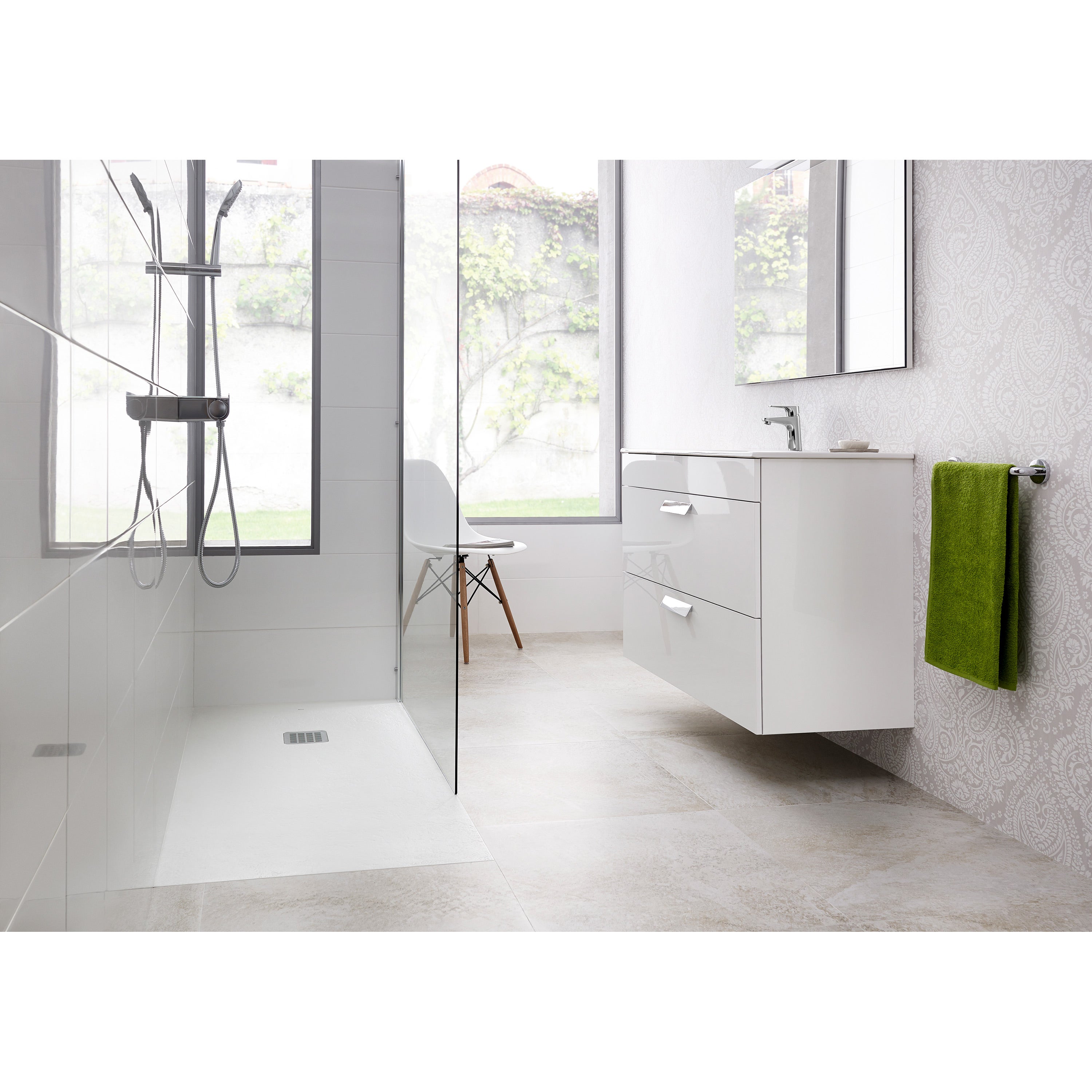 ROCA Receveur de douche POLO+ résine Stonex antidérapant et découpable - Avec grille - Blanc mat 120x70cm - 7