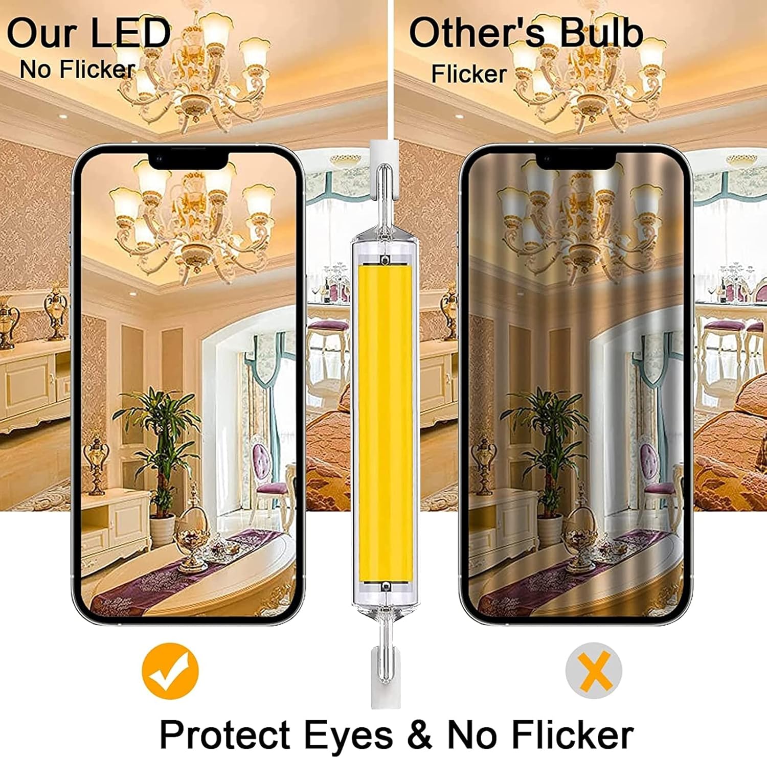 Lampadine LED R7s da 118 mm, 4 lampade bianco caldo a doppio attacco da 20 W ad alta luminosità, equivalenti a lampadine alogene da 200 W. - 6