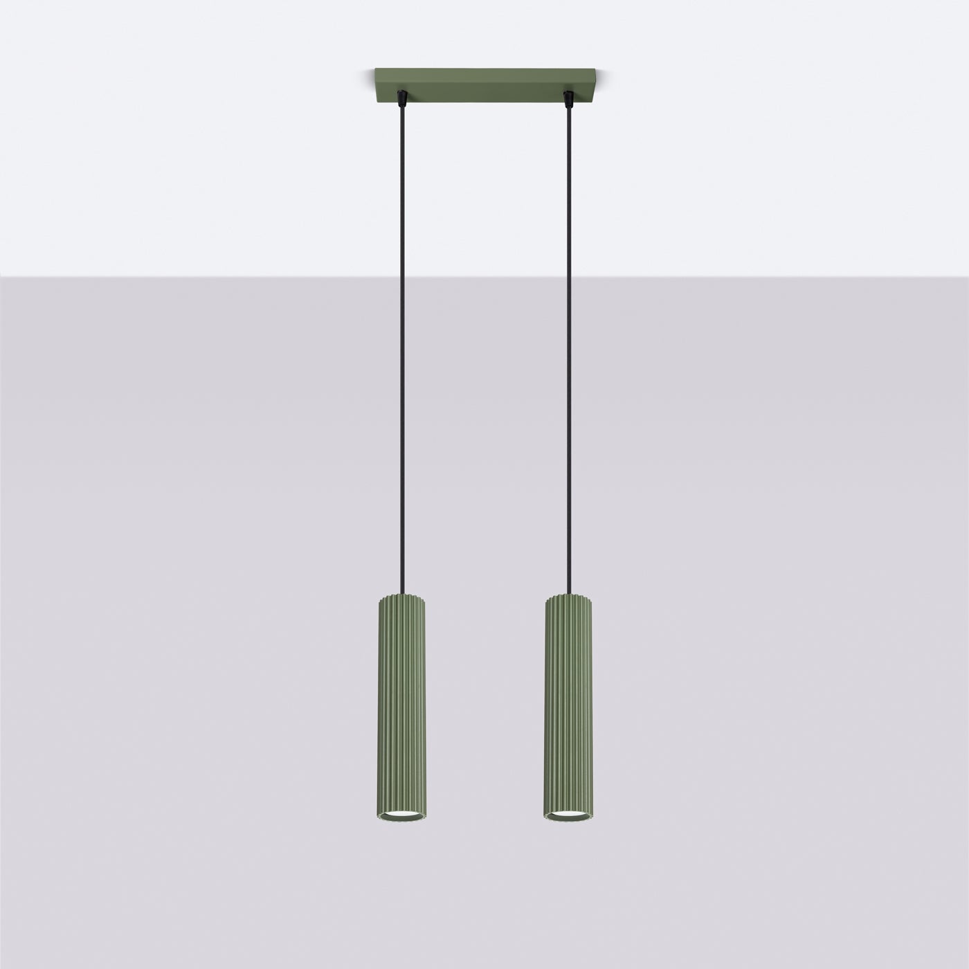 Lampa wisząca GLOOW 2 zielona oliwka LED 4000K - 30x6.5x90cm Sollux