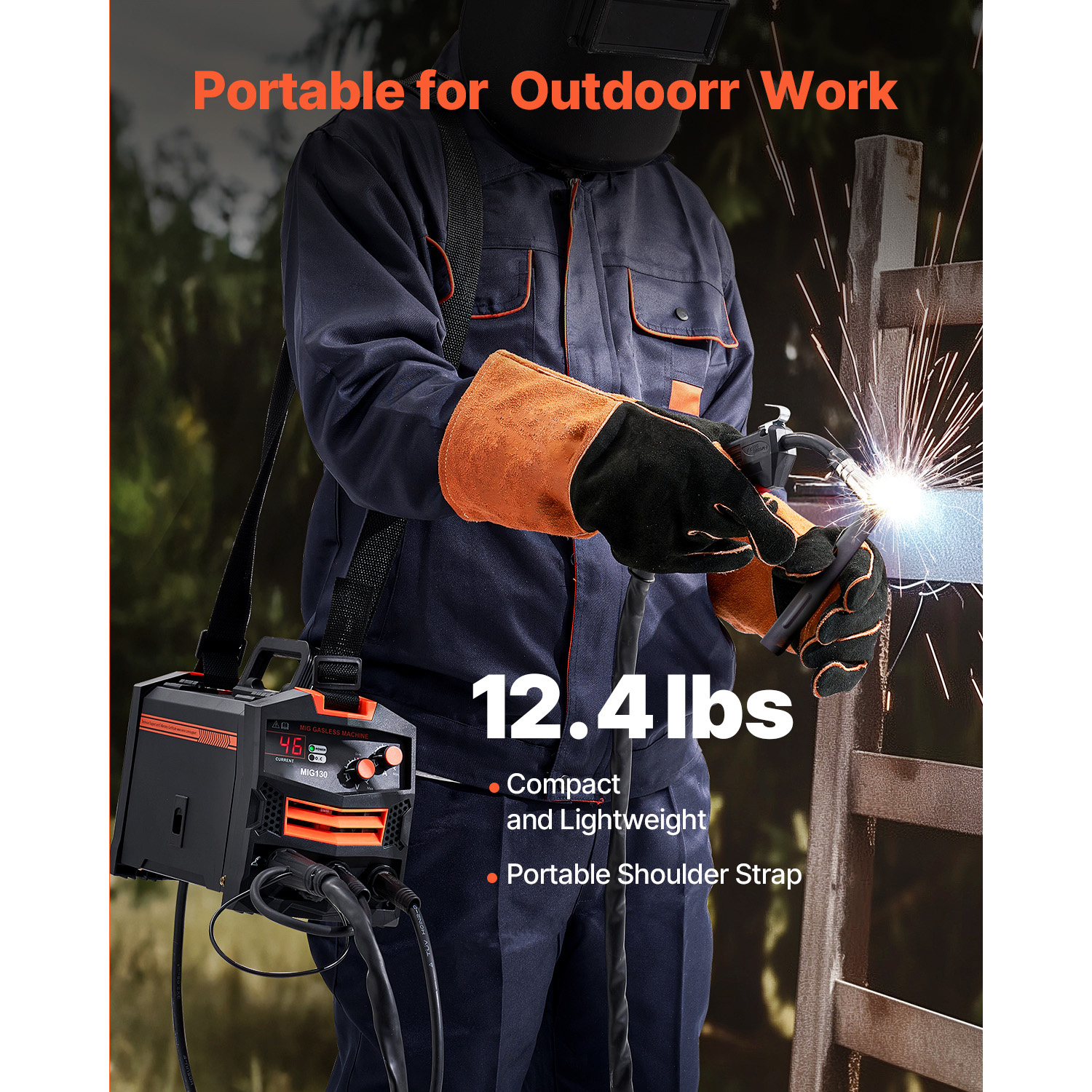 Saldatore MIG,SucceBuy macchina saldante MIG sinergica 130 A,saldatore a nucleo flusso senza gas,saldatore MIG inverter IGBT con display digitale - 7