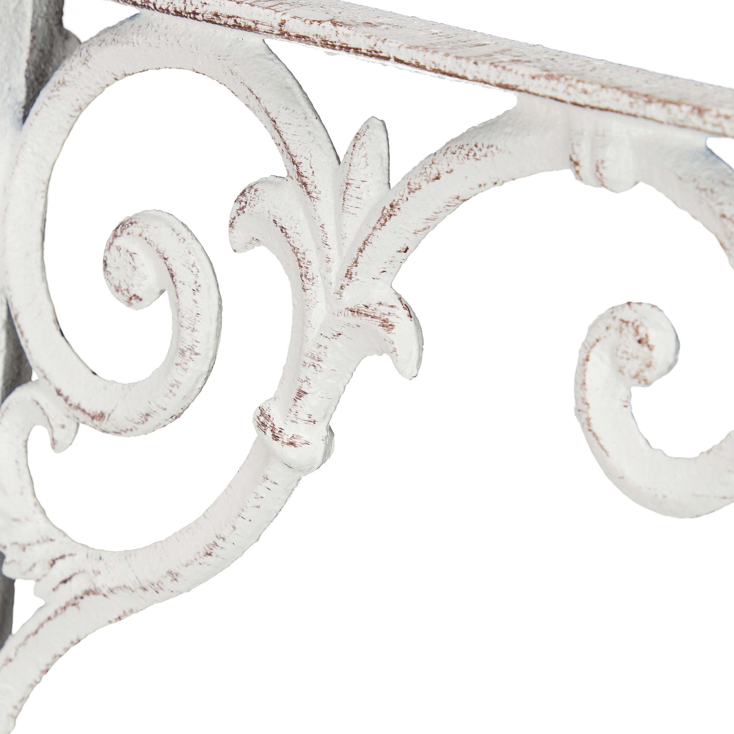 Équerre étagère murale, lot de 4, ancien, support en fonte de fer, ornements baroques, blanc, Relaxdays - 7