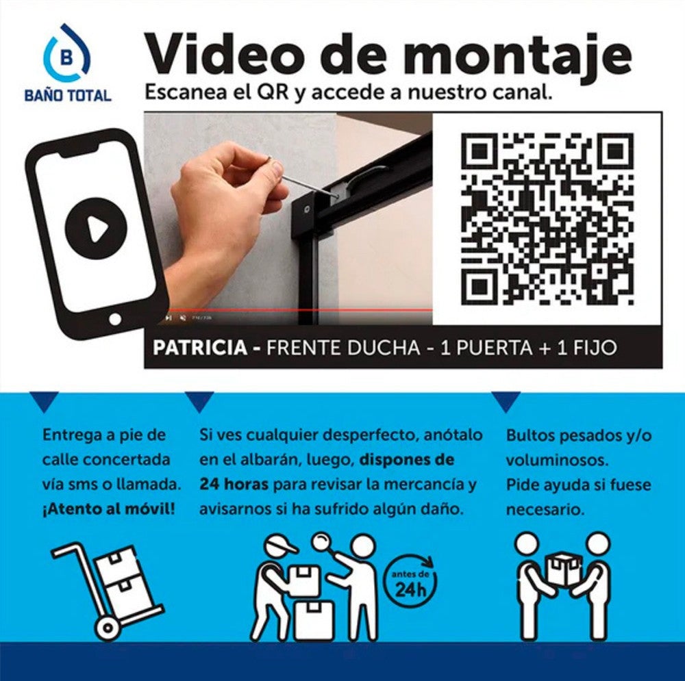 Parete doccia scorrevole 1 porta 1 fissa | 195 cm (Adattabile 189-194cm) | Vetro Anticalcare Trasparente 6 mm | Profilo cromato - 7