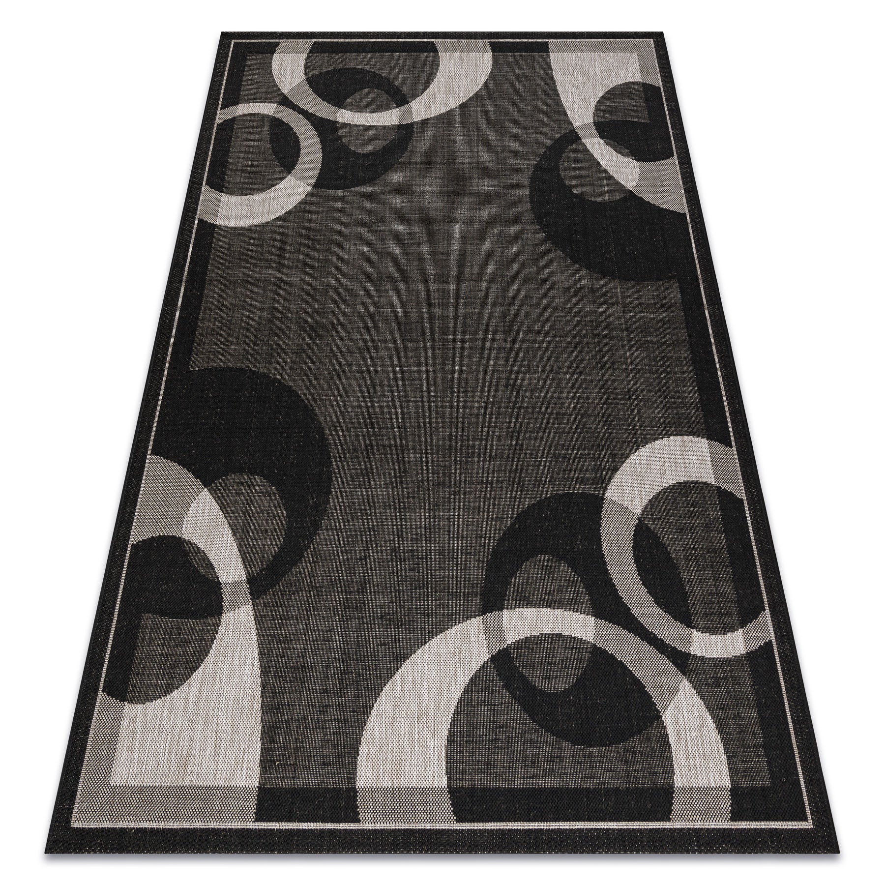 Alfombra de cuerda sisal FLOORLUX 20078 negro/plateado 60x110 cm ...