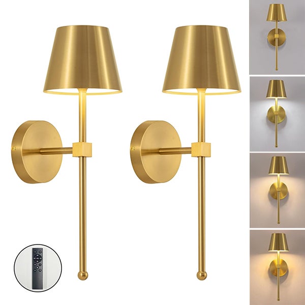2x Bezprzewodowa Lampa Ścienna LED - Oświetlenie Akumulatorowe - Zmienna Regulacja Jasności, Z 1*Pilotem - Do Dekoracji Ściennej, Salonu, Sypialni