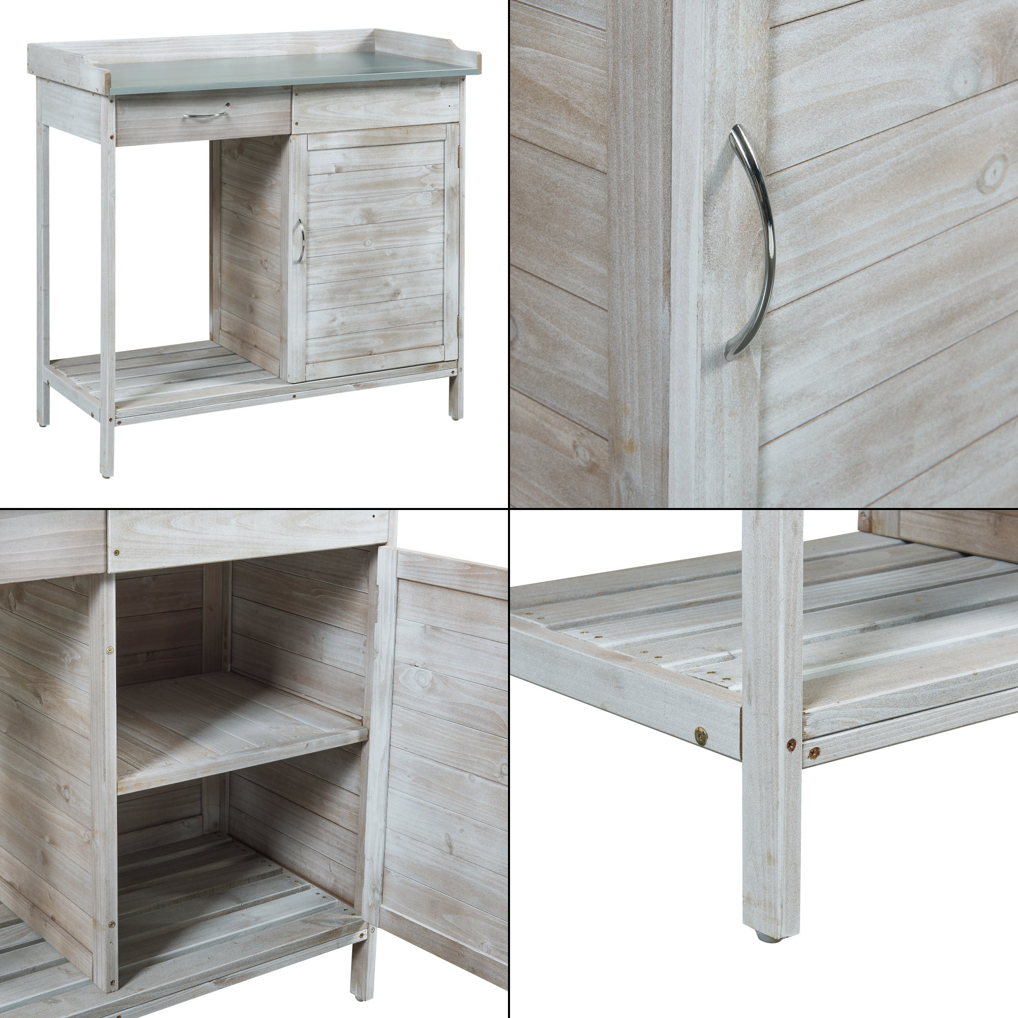 Table de rempotage Aliano 98 x 48 x 94 cm sapin gris casa.pro - 7