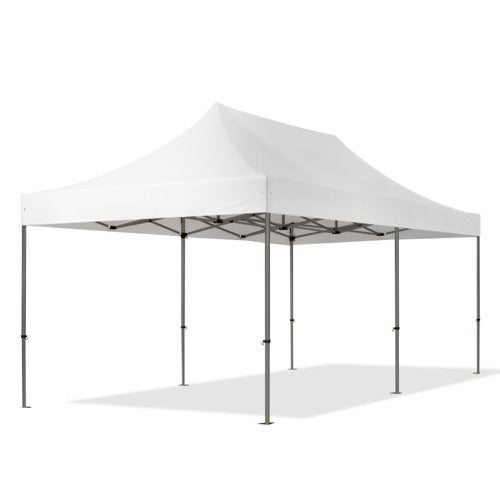 3x6 m gazebo pieghevole PVC ignifugo, PREMIUM acciaio, bianco
