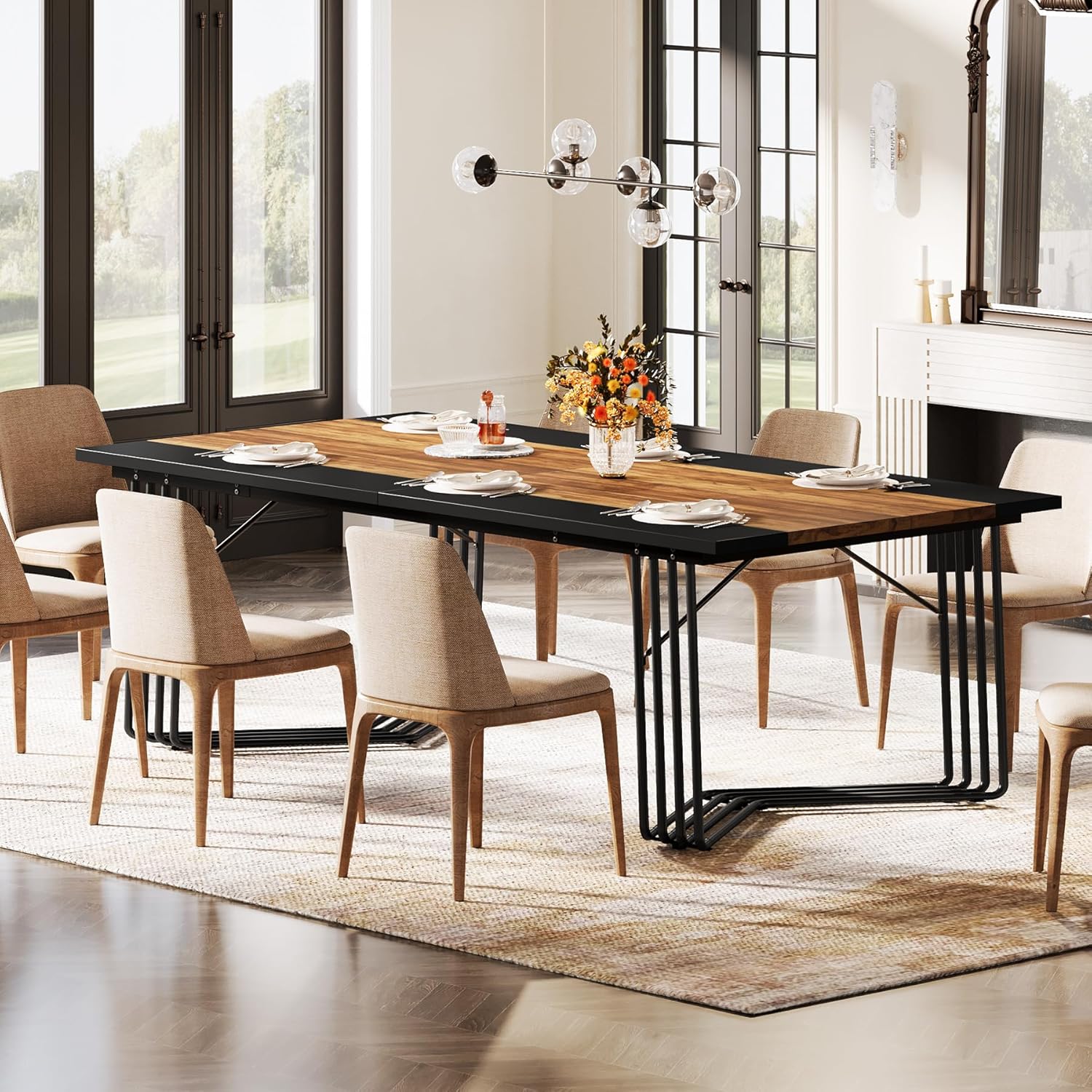 Tribesigns Stół jadalny dla 8-10 osób, 200 cm, industrialny stół kuchenny do salonu i kuchni - 6