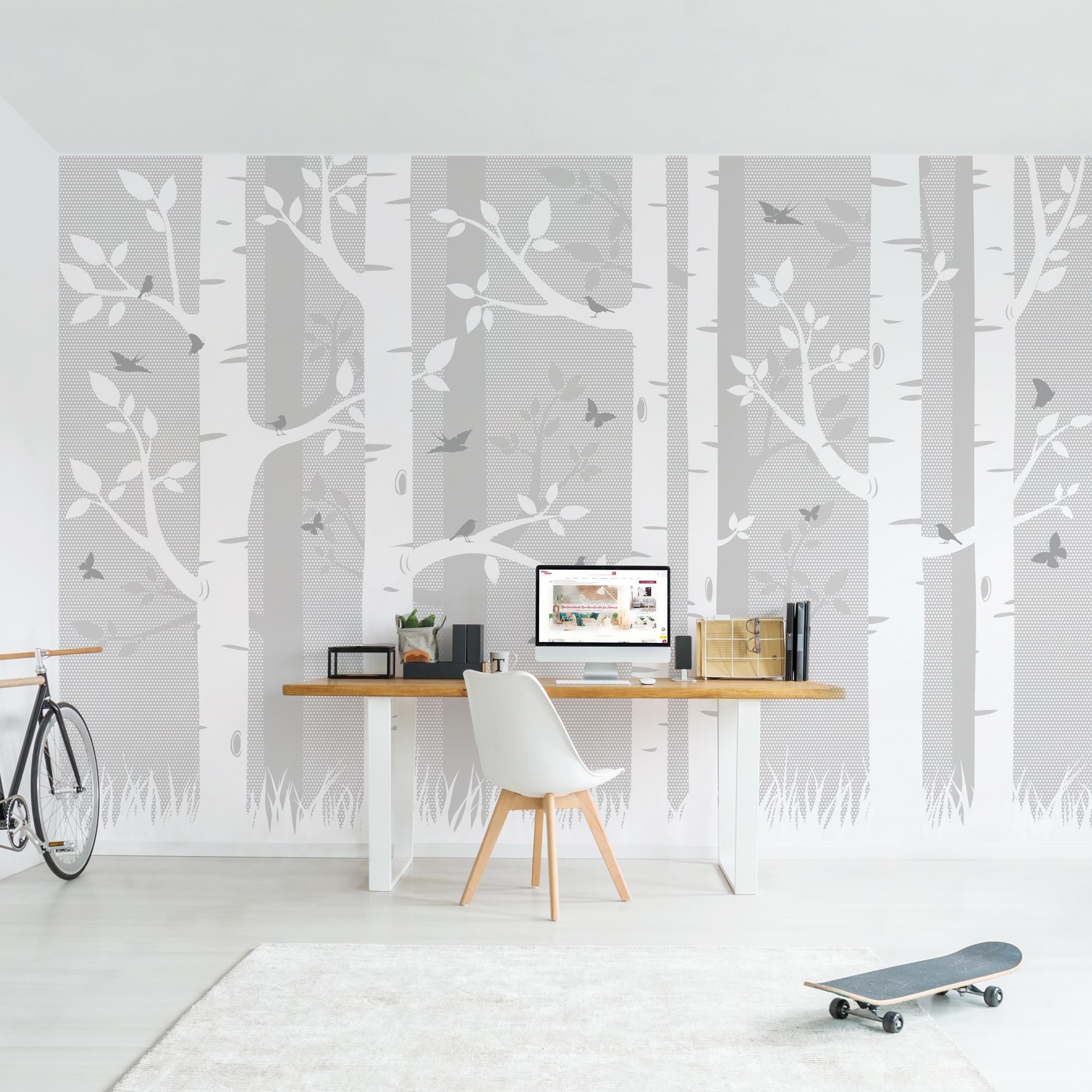 Papel pintado fotomural ilustración bosque naturaleza mariposas 20 - habitación infantil juvenil niño niña bebé - tnt 480 x 320 cm adhesivo