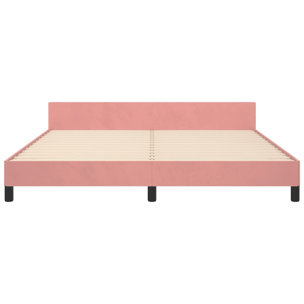Cadre de lit sans matelas rose velours - 6
