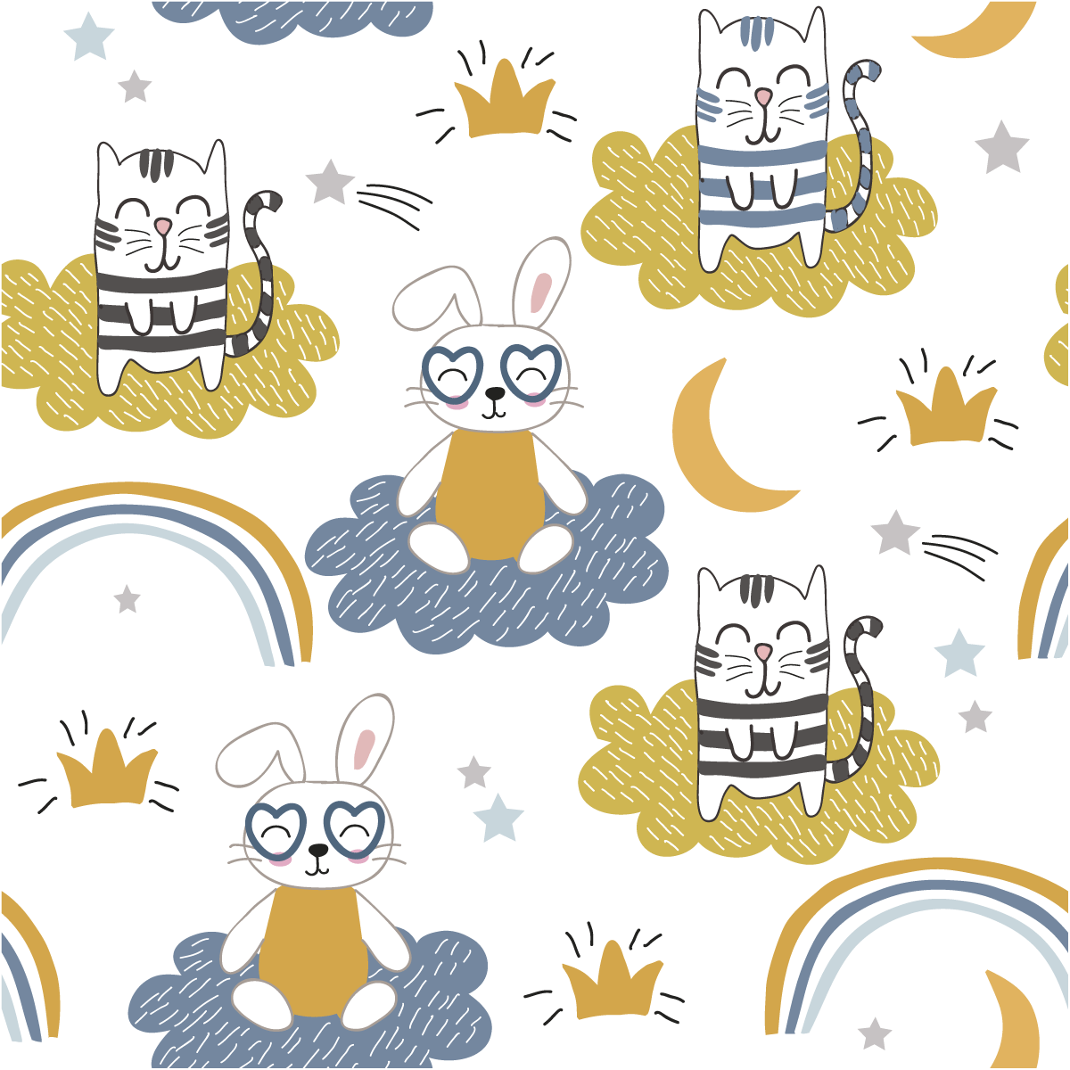 Adesivo carta da parati dei animali tra le nuvole - Sticker adesivo - adesivi murali - 60x60cm - 2