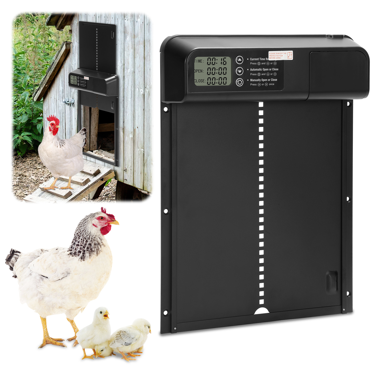 Porte Automatique Okkobi Poulailler Solaire - Écran LCD