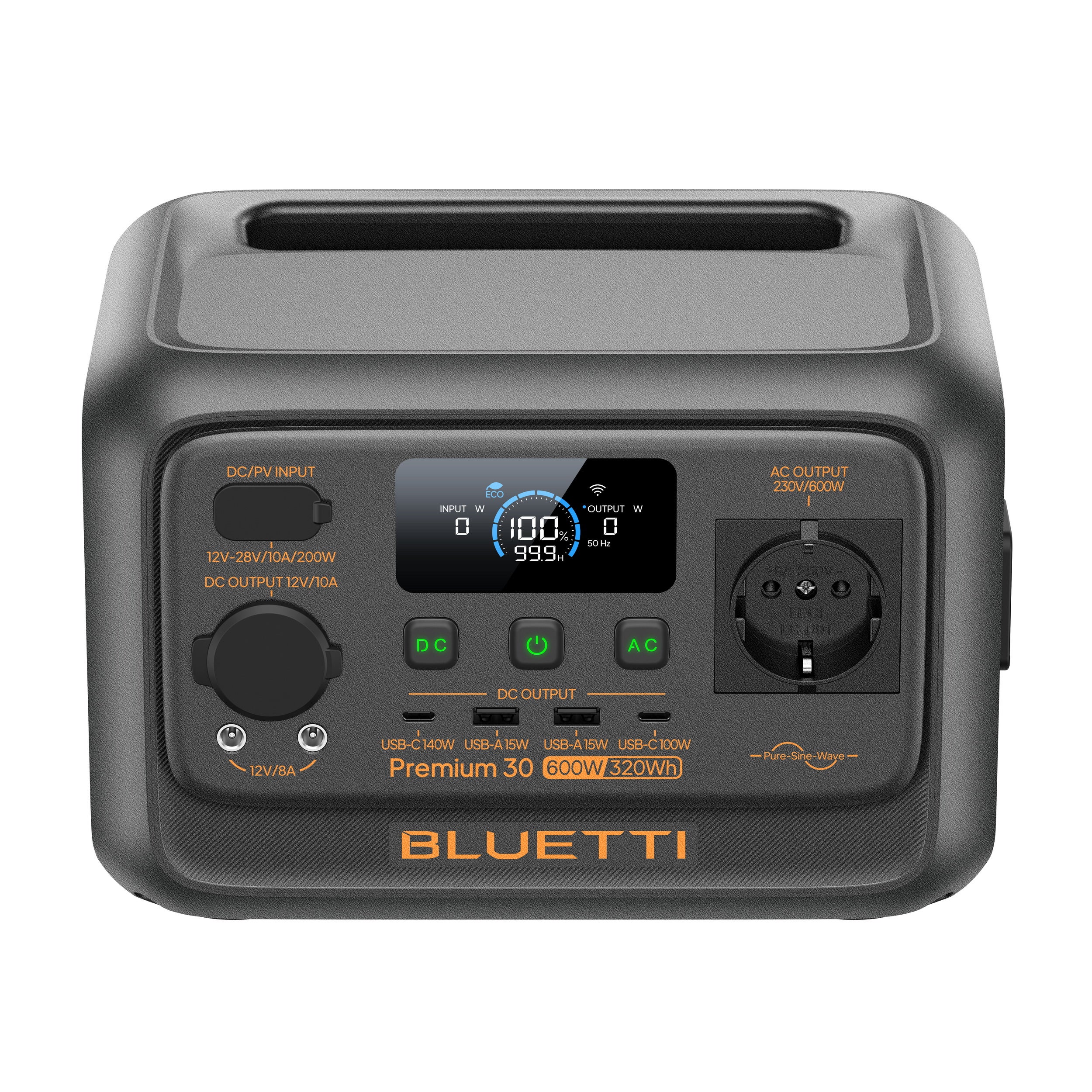 BLUETTI Premium 30 V2 Estação de Energia Portátil - 320Wh, Saída AC 1x600W (1200W Máx) - 2