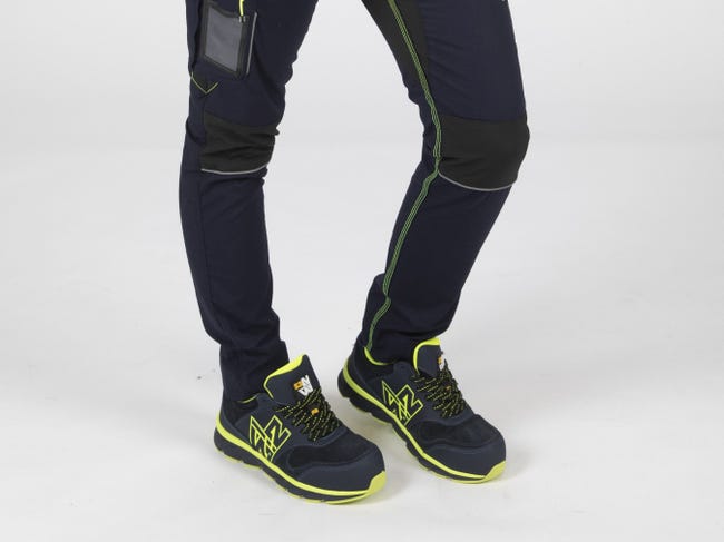 SHELLY SCARPE DI SICUREZZA BASSE 7064 Blu navy Giallo neon