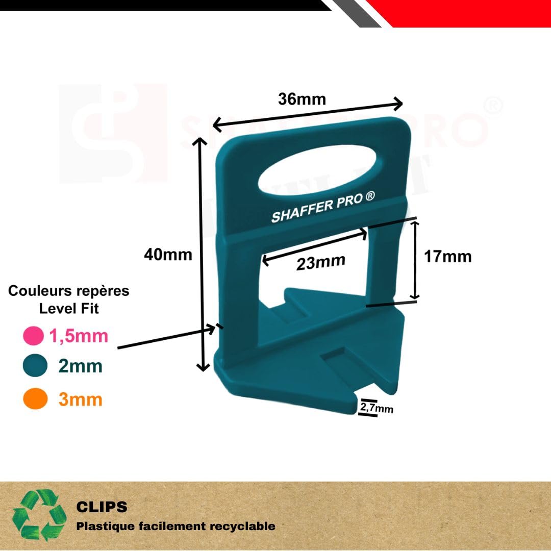 Kit 150 croisillons autonivelants et 100 cales SHAFFER PRO, Ep.2 mm - 9