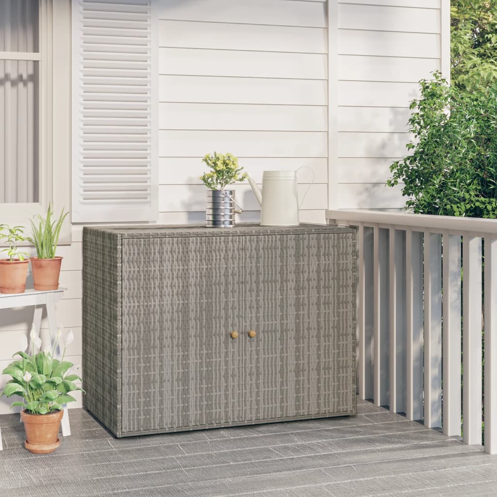 Mueble de almacenaje | armario de almacenaje de jardín ratán pe gris 100x55,5x80 cm cfw907448
