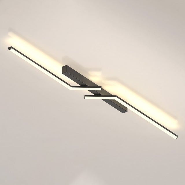 Lampa sufitowa, 100 cm, lampa sufitowa LED, nowoczesna lampa ścienna, metalowy żyrandol, barwa światła 3000 K, kolor czarny