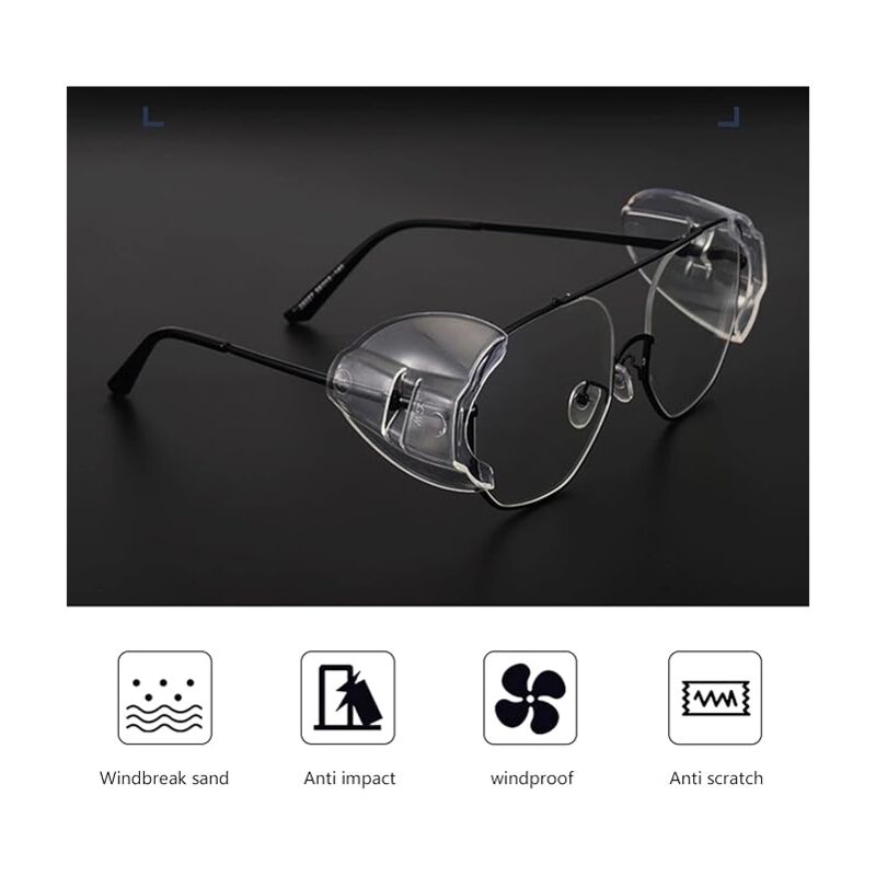 Protections latérales pour lunettes de sécurité, 3 paires de lunettes de sécurité transparentes et flexibles, adaptées aux lunettes de 12 mm et plus - 3