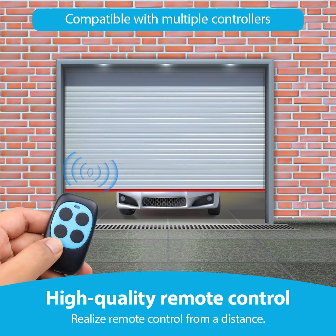 Telecommande Universelle Portail télécommande garage Code Fixe Bip Portail Universelle Sans Fil Compatible 4 Boutons Touches Copieuse pour Porte - 5