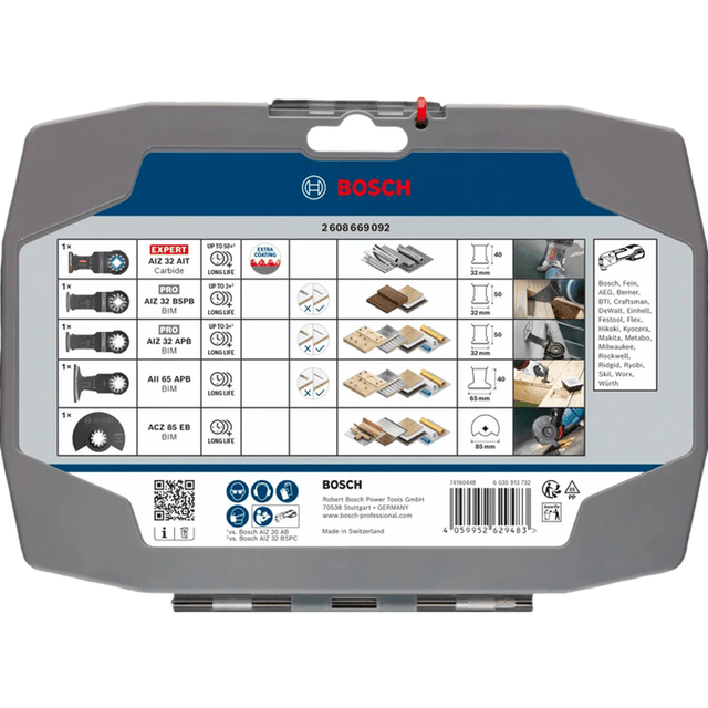 Lames oscillantes Starlock Bosch Professional Expert 5 pieces pour decoupe et decoupe plongee en coffret