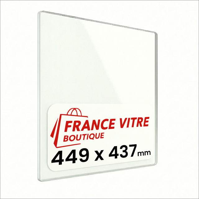 449 x 437 x 4 mm - Vitre de cheminée pour insert et poêle à bois - verre de rechange - France Vitre - jusqu'à 800°C - 437x449 mm