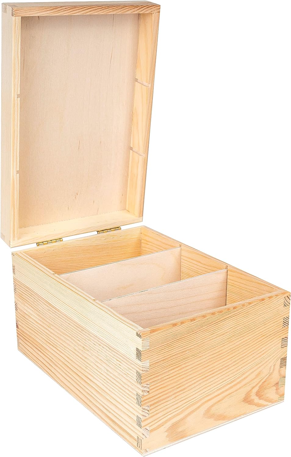 Creative Deco Boite Rangement en Bois pour CD et DVD | 16 x 24 x 14 cm | 3 Compartiments | avec Couvercle | Non-Peint| Boîte Organiseur Bureau - 9