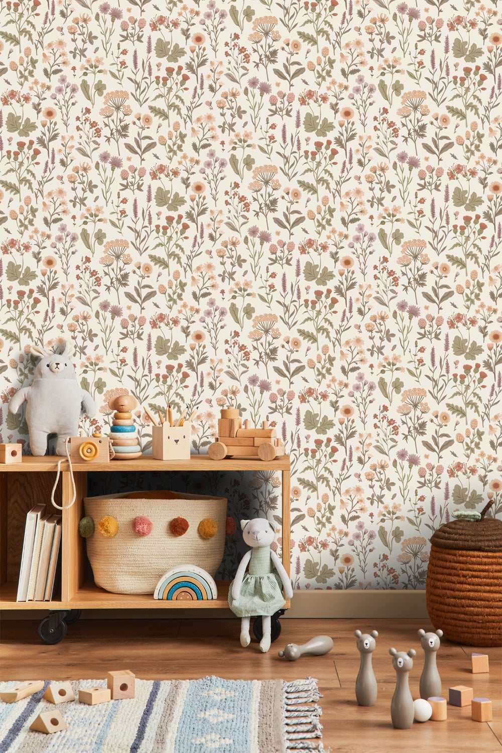 Papier peint fleurs des champs vert grisé - 50 x 900 cm - Sanders & Sanders - 2