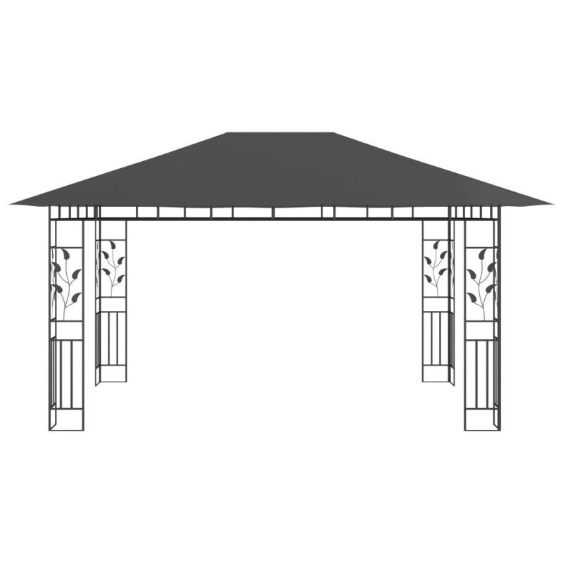 Gazebo con zanzariera e luci led 4x3x2,73 m antracite - 6