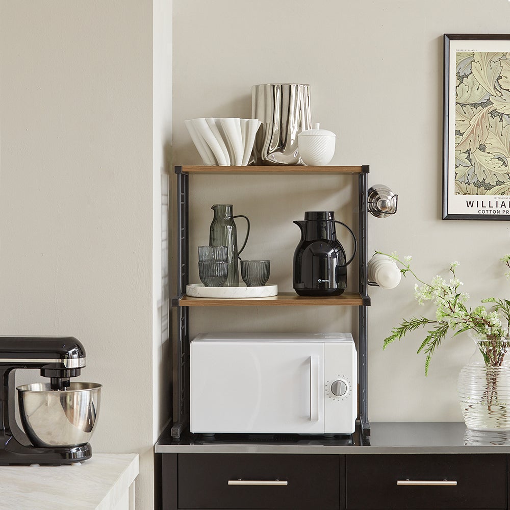 SoBuy Étagères Micro-Ondes de Cuisine Support Étagère de Cuisine 2 Niveaux, Marron, KCR08-PF - 2