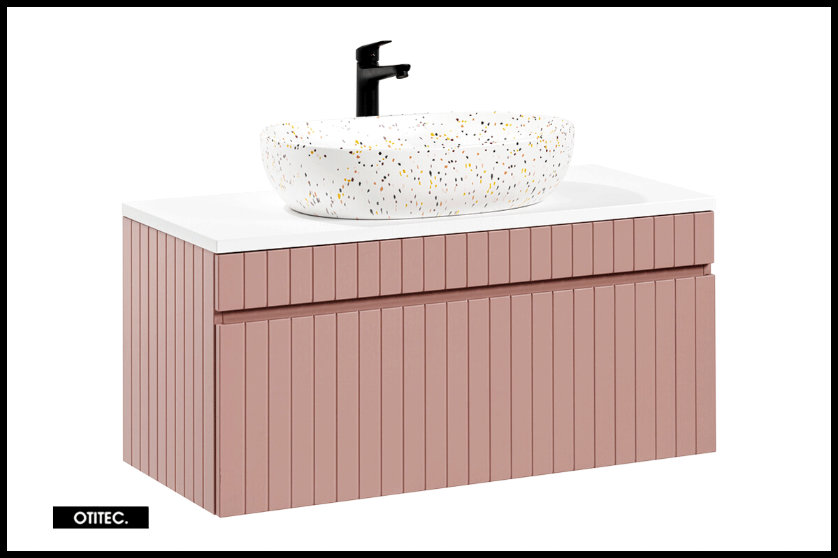 Meuble sous vasque de 100 cm - avec plan - avec vasque à poser - 1
