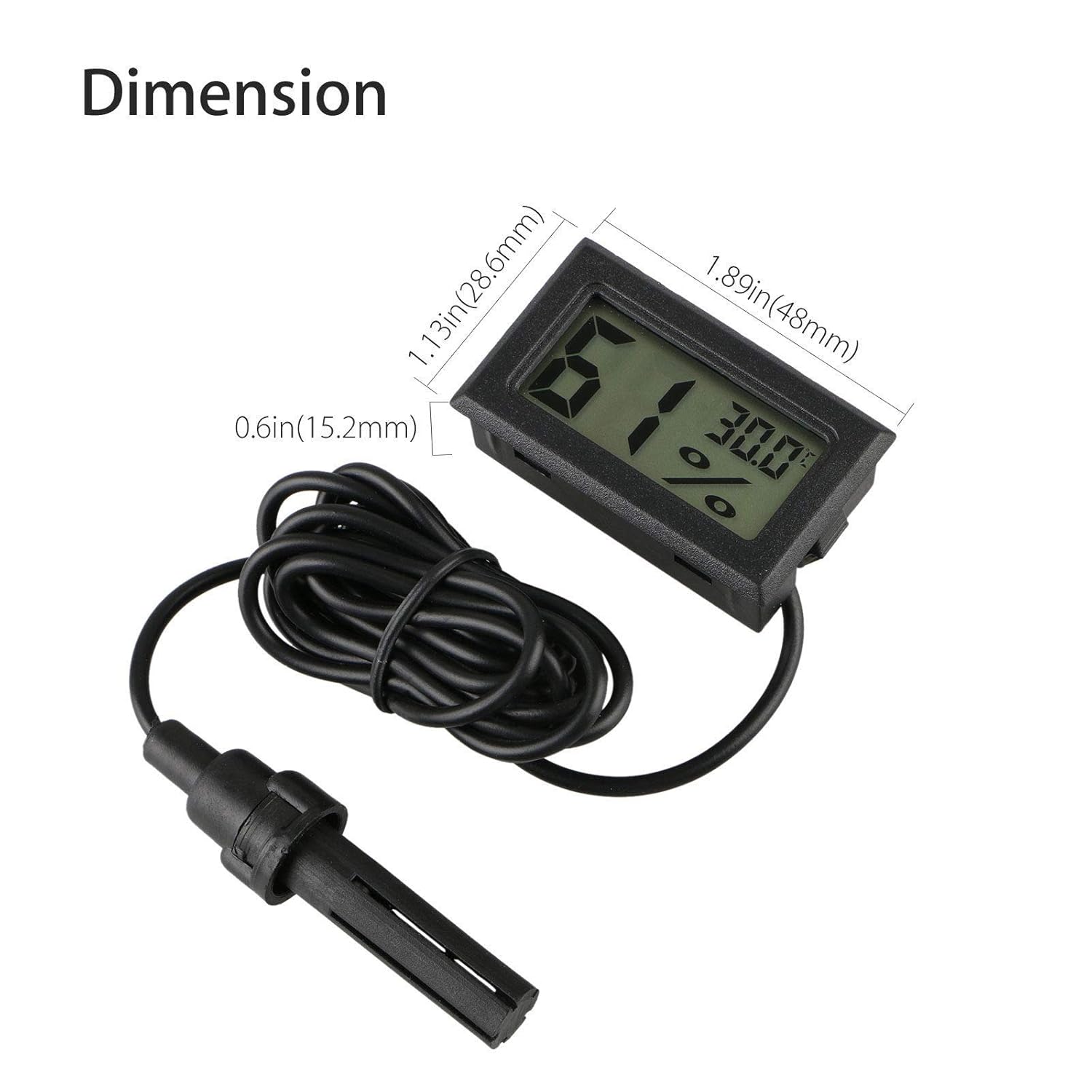 Termometro Igrometro Per Acquario E Rettili - LCD Con Sonda E Ventosa