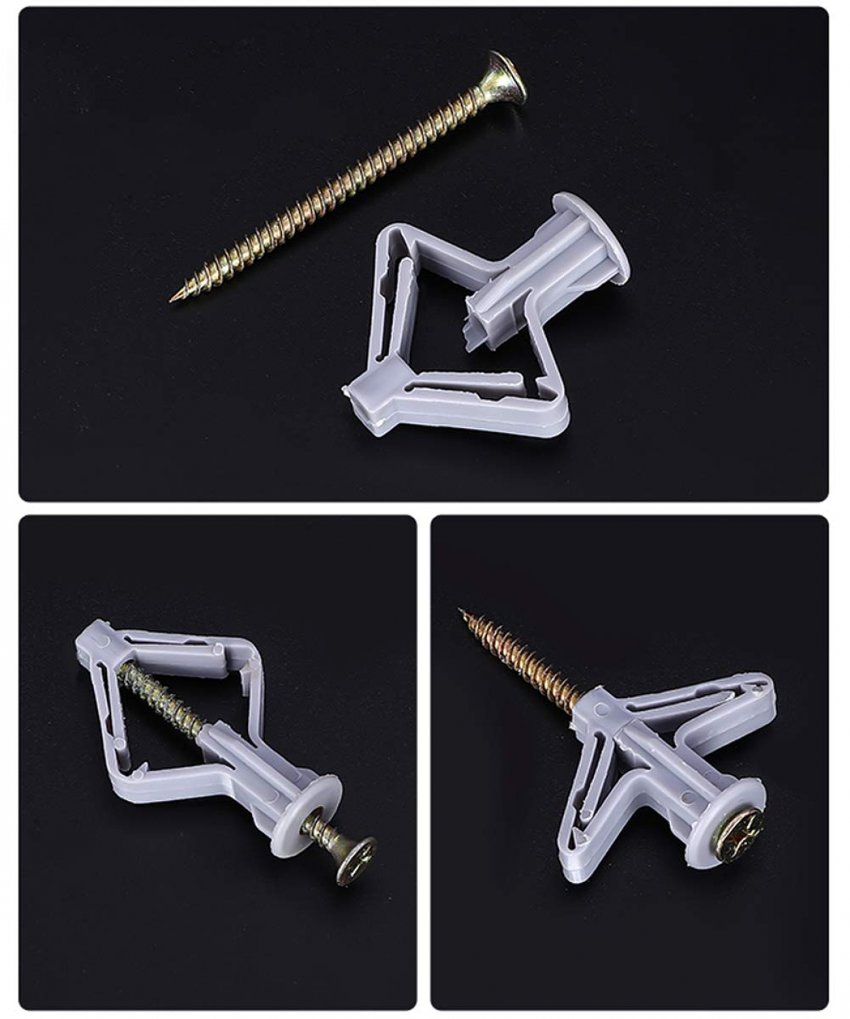 Ensemble d'ancrage pour mur creux de 50 pièces, kit d'ancrage pour cloison sèche avec vis, ancrages pour mur creux auto-perceurs - 3