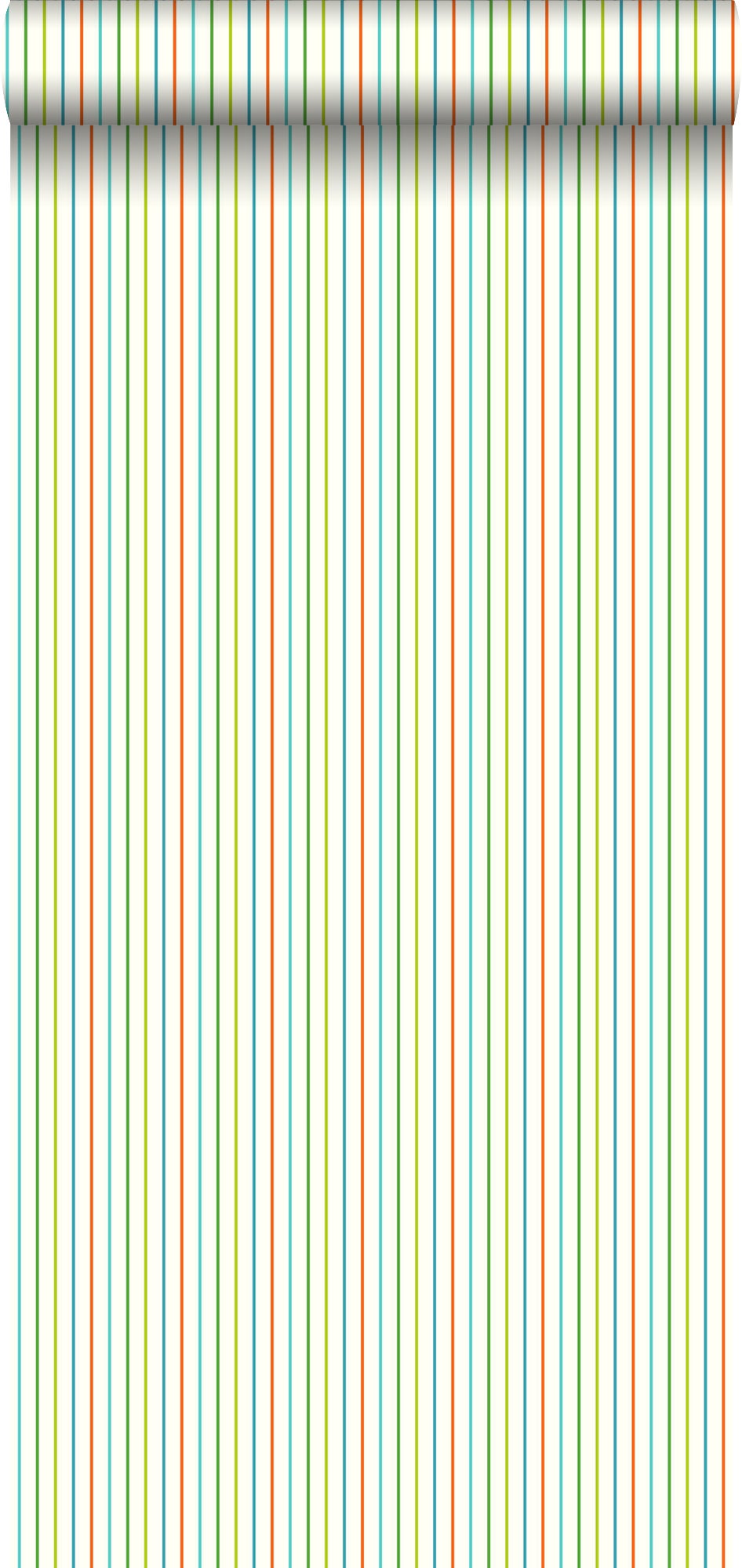 Papel pintado rayas verde limón y turquesa - 53 cm x 10.05 m - estahome