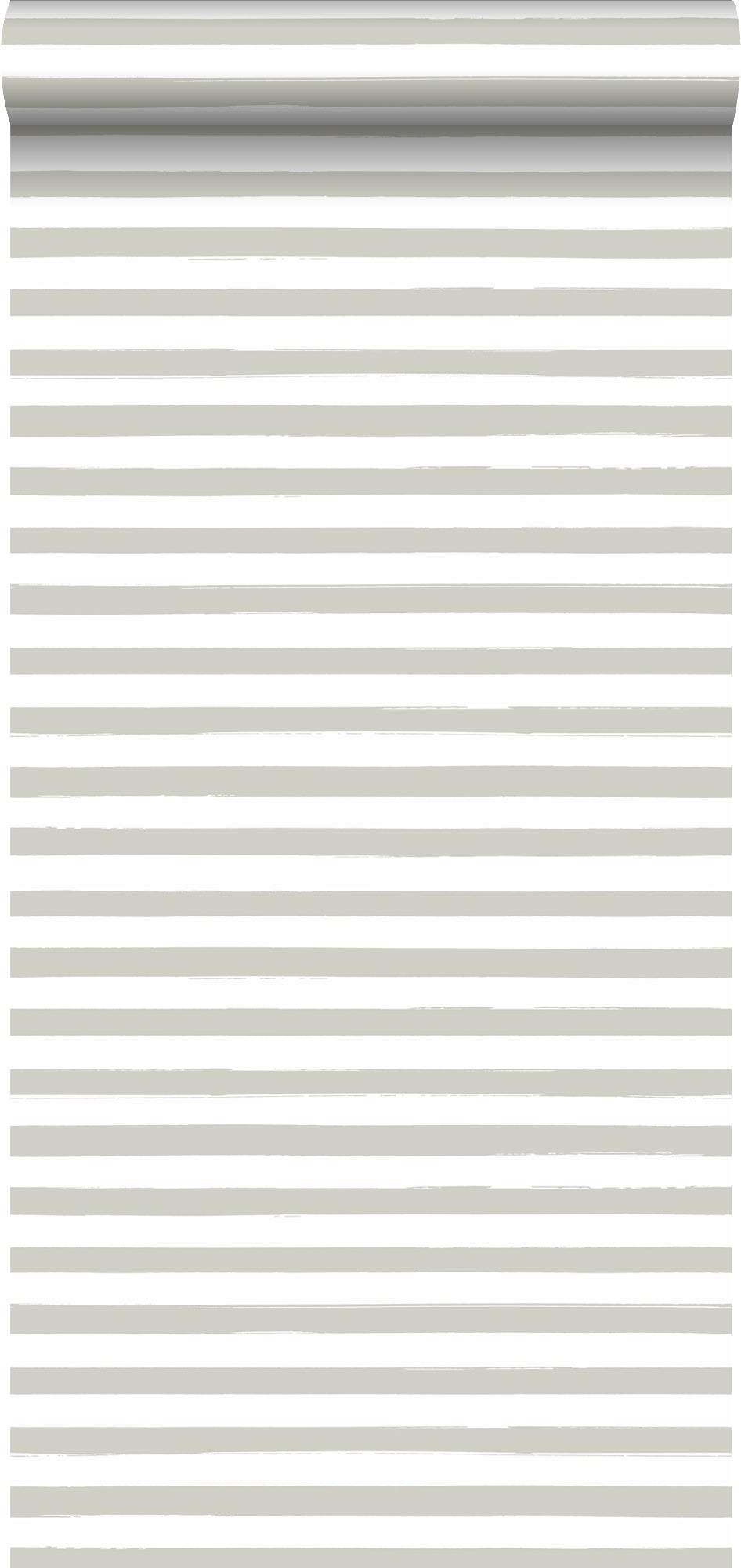 Tapeta malowane paski ciemny beżIbiałym - 53 cm x 10.05 m - ESTAHOME
