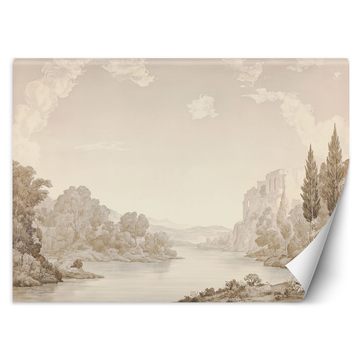 Fototapeta, Krajobraz Rzeka Sepia 400x280