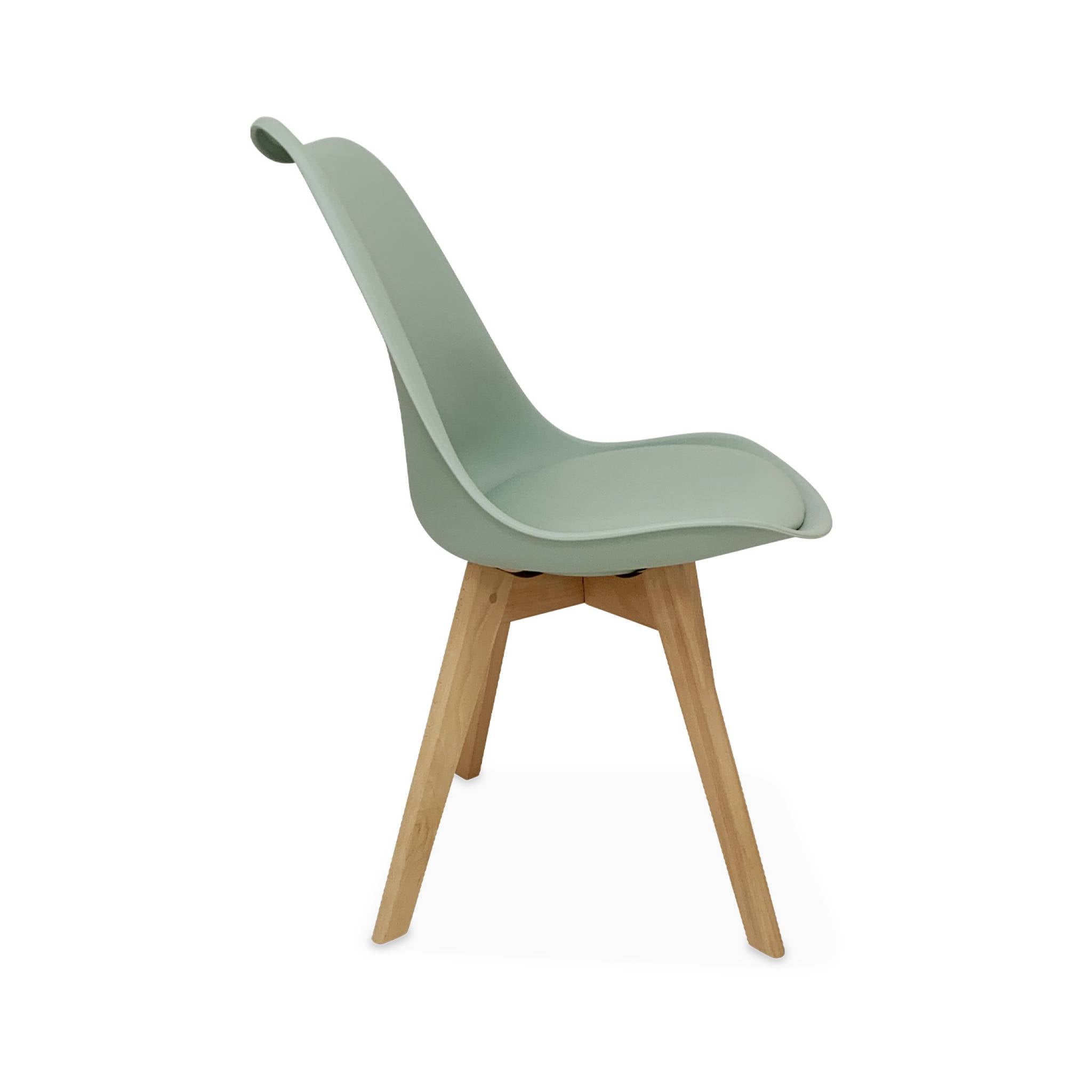 Lot de 4 chaises scandinaves. pieds bois de hêtre. chaises 1 place. vert céladon NILS - 5