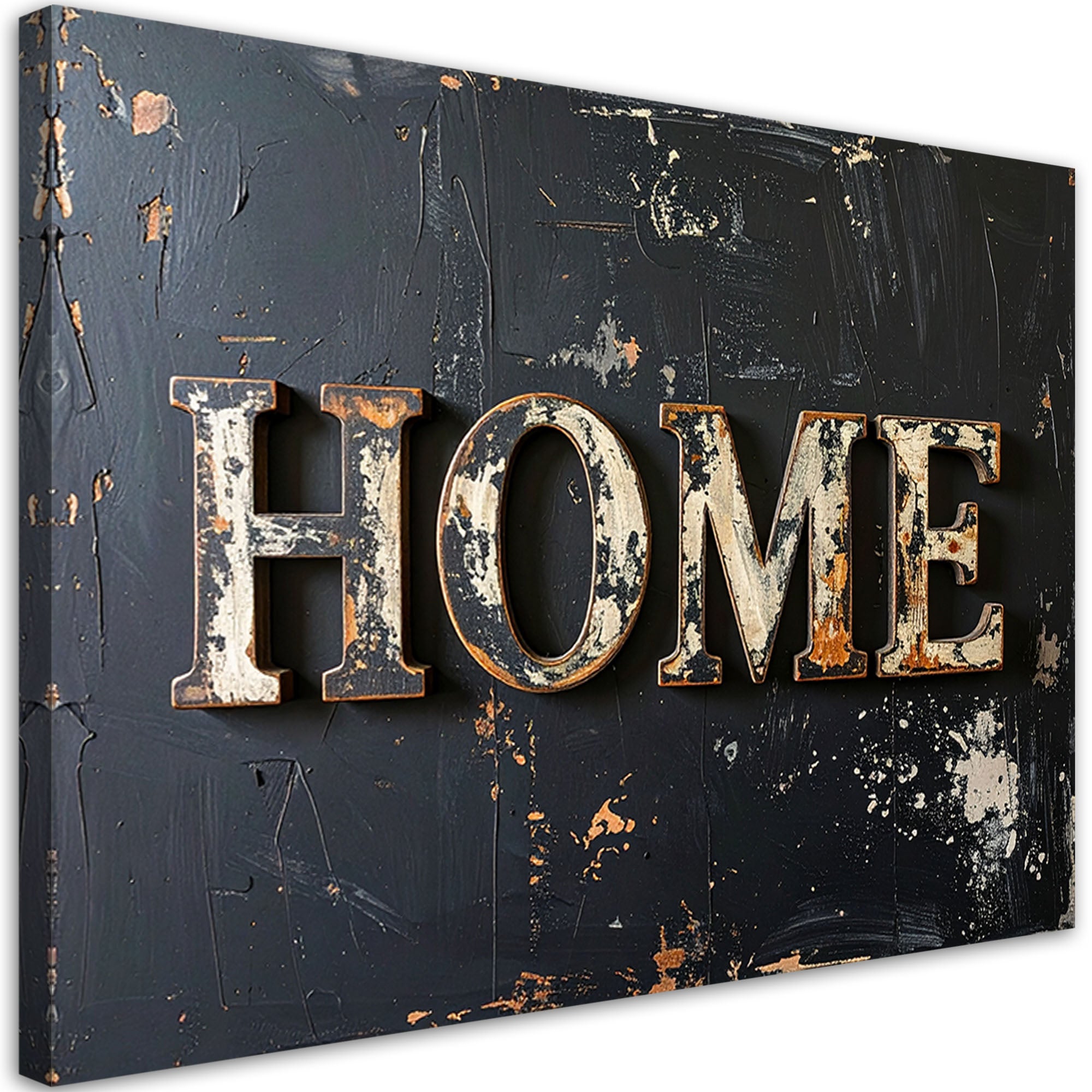 Obraz do salonu biura loftu, Napis Home Typografia imitacja farby 60x40