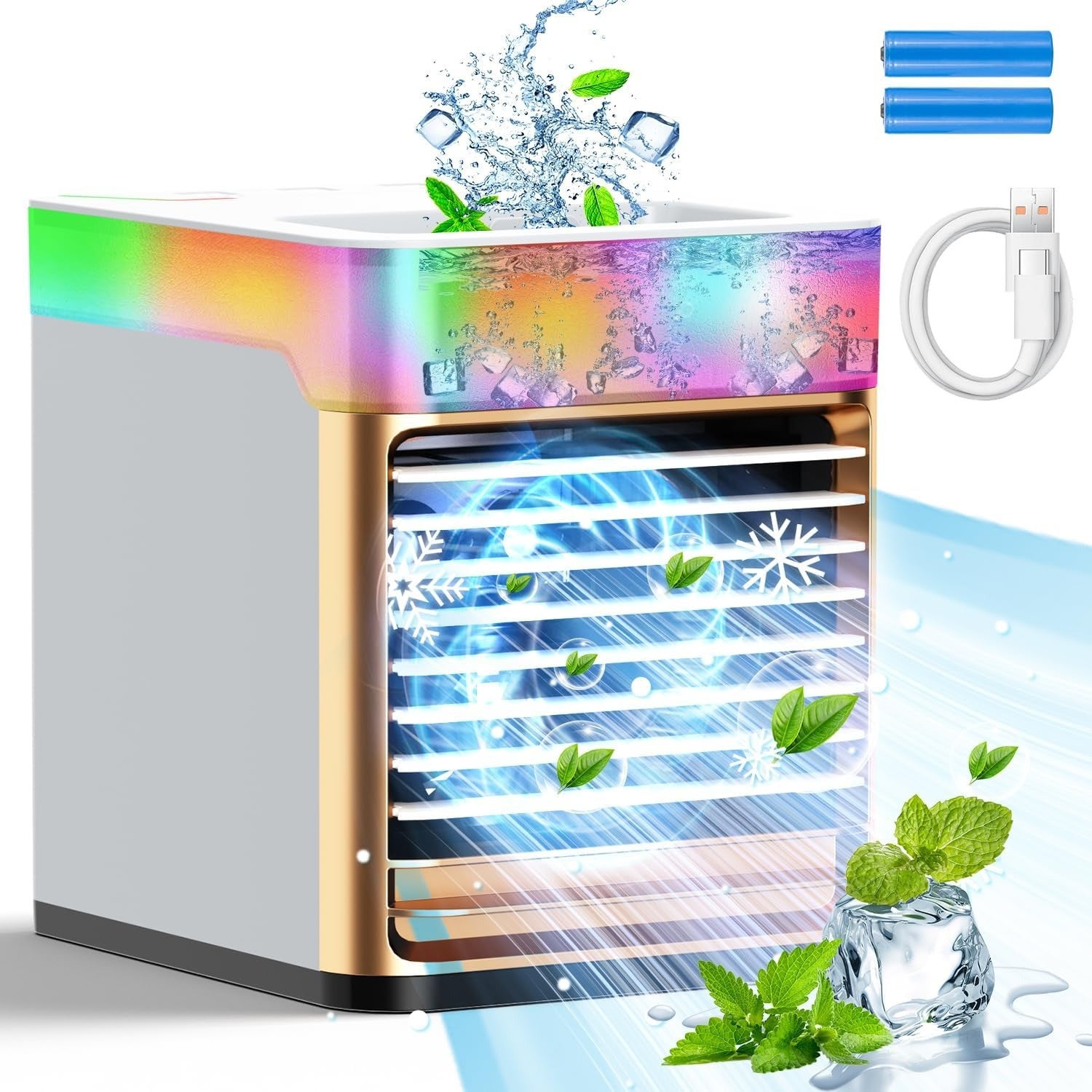 Przenośny wentylator bezłopatkowy, chłodziarka, bezprzewodowy wentylator chłodzący, do użytku na kempingu, na zewnątrz, w salonie