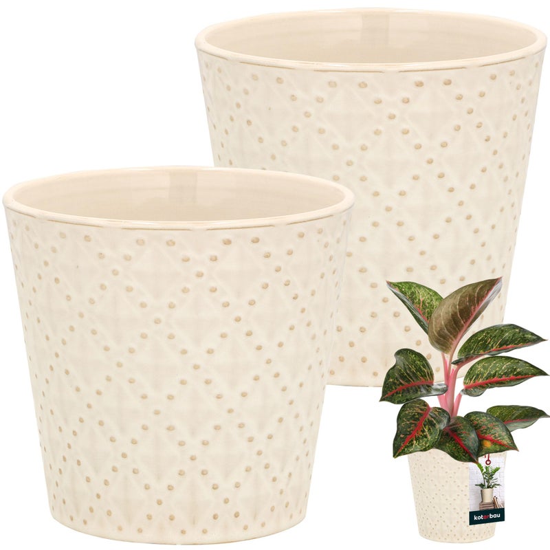 2x donica 12cm doniczka osłonka trapezowa ceramika szkliwiona kwiaty domowa - KOTARBAU