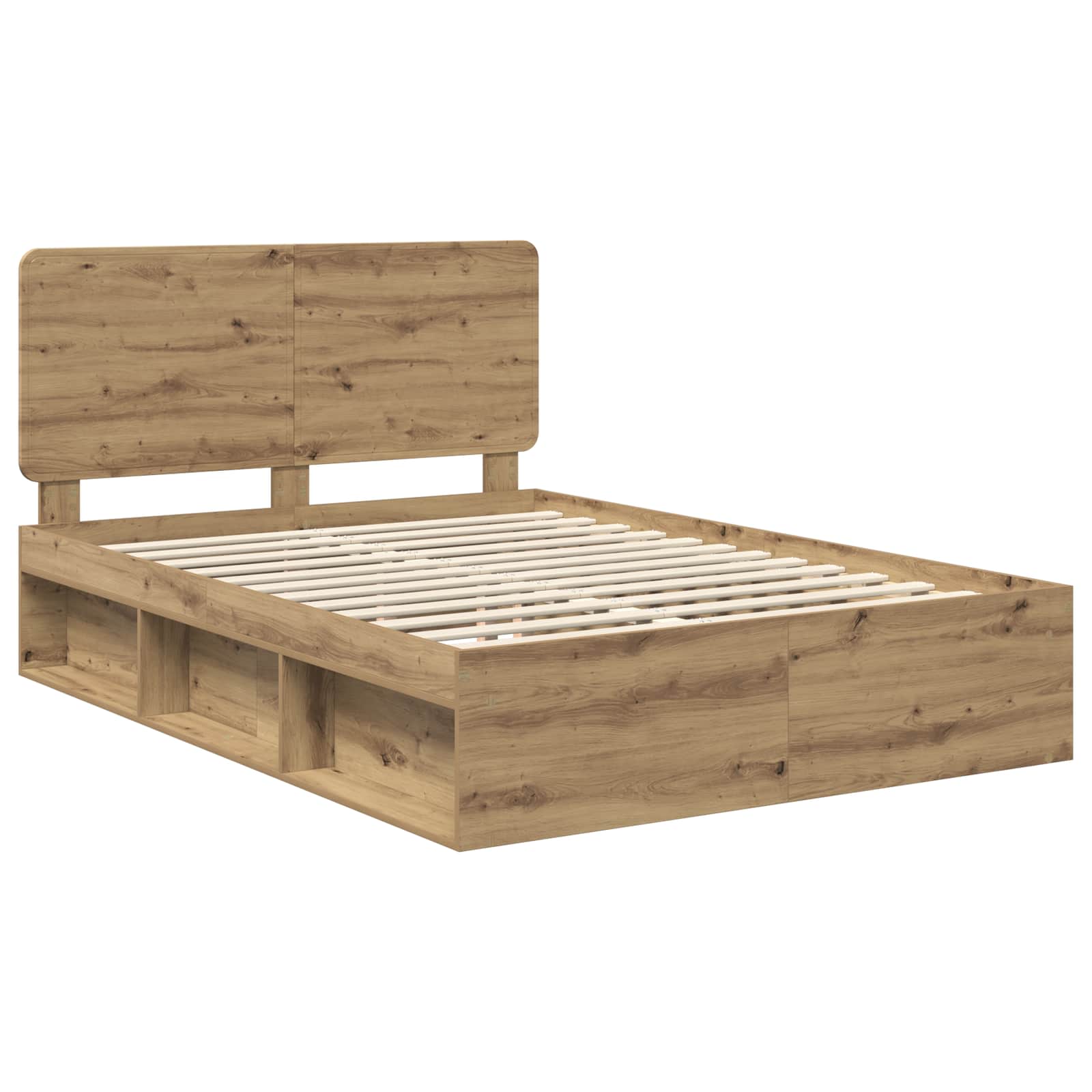 Cadre de lit Chêne artisan 140 x 190 cm Bois de pin massif - 4
