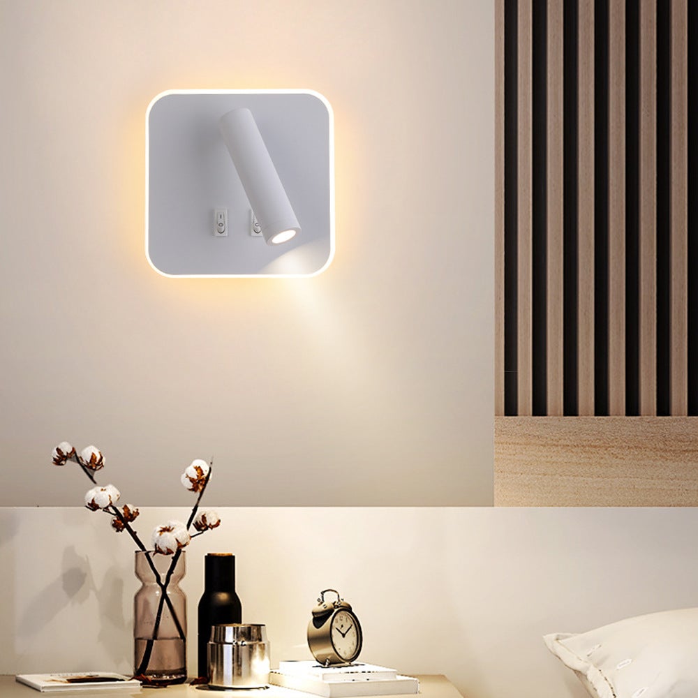 Kinkiety ścienne Lampki nocne LED Lampa ścienna do hotelu oświetlenie wewnętrzne lampki ścienne łóżka lampa ścienna korytarza włącznikiem Kwadratowa