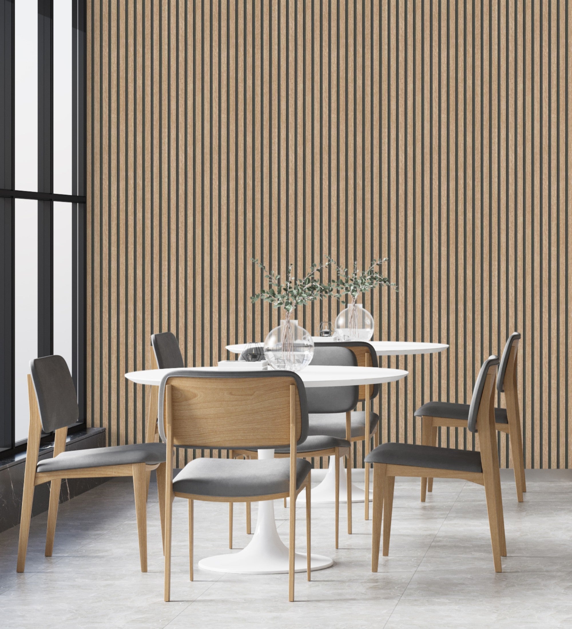 Papier peint lattes de bois naturel imitation design de persienne - Lance Wood Line 682662 de GAULAN - Rouleaux de 10 m x 0,53 m - 7