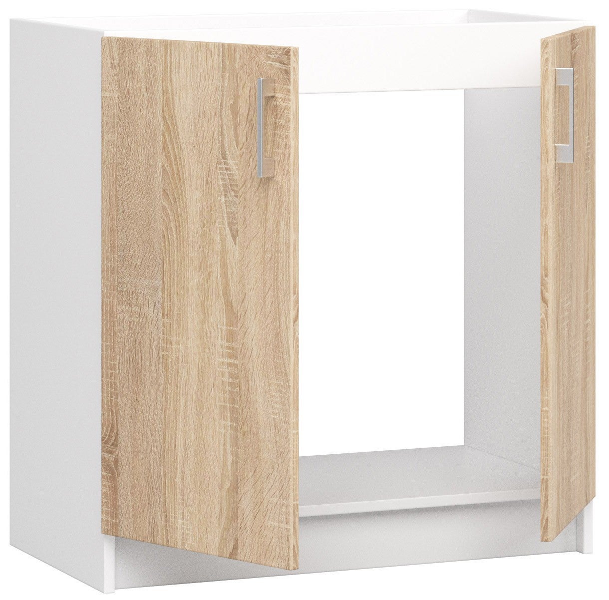 Meuble sous-évier Lovia Vanille Mat 2 portes L 80 cm