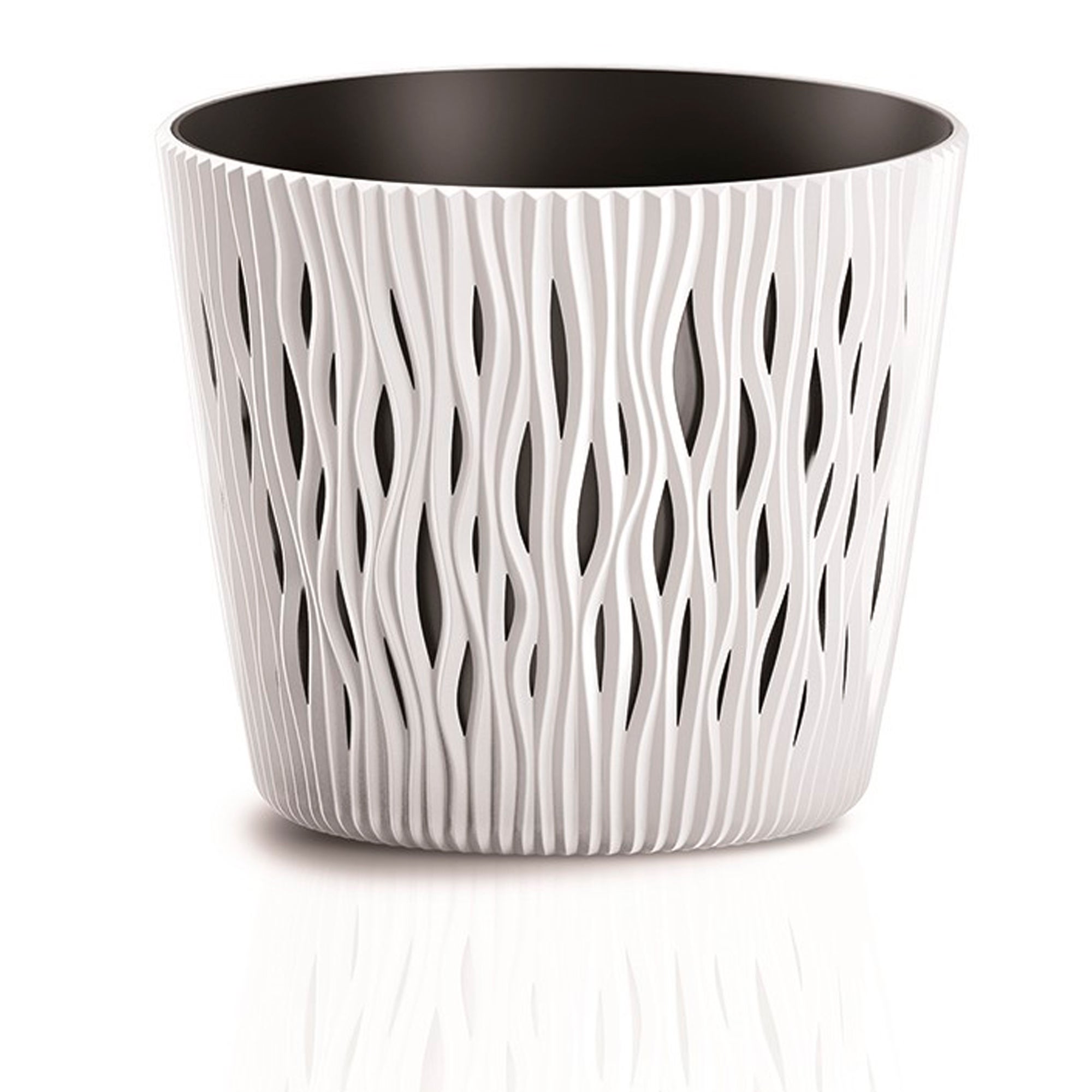 Flowerpot di plastica rotondo Coubi rotondo P in crema colore 24 (lungo