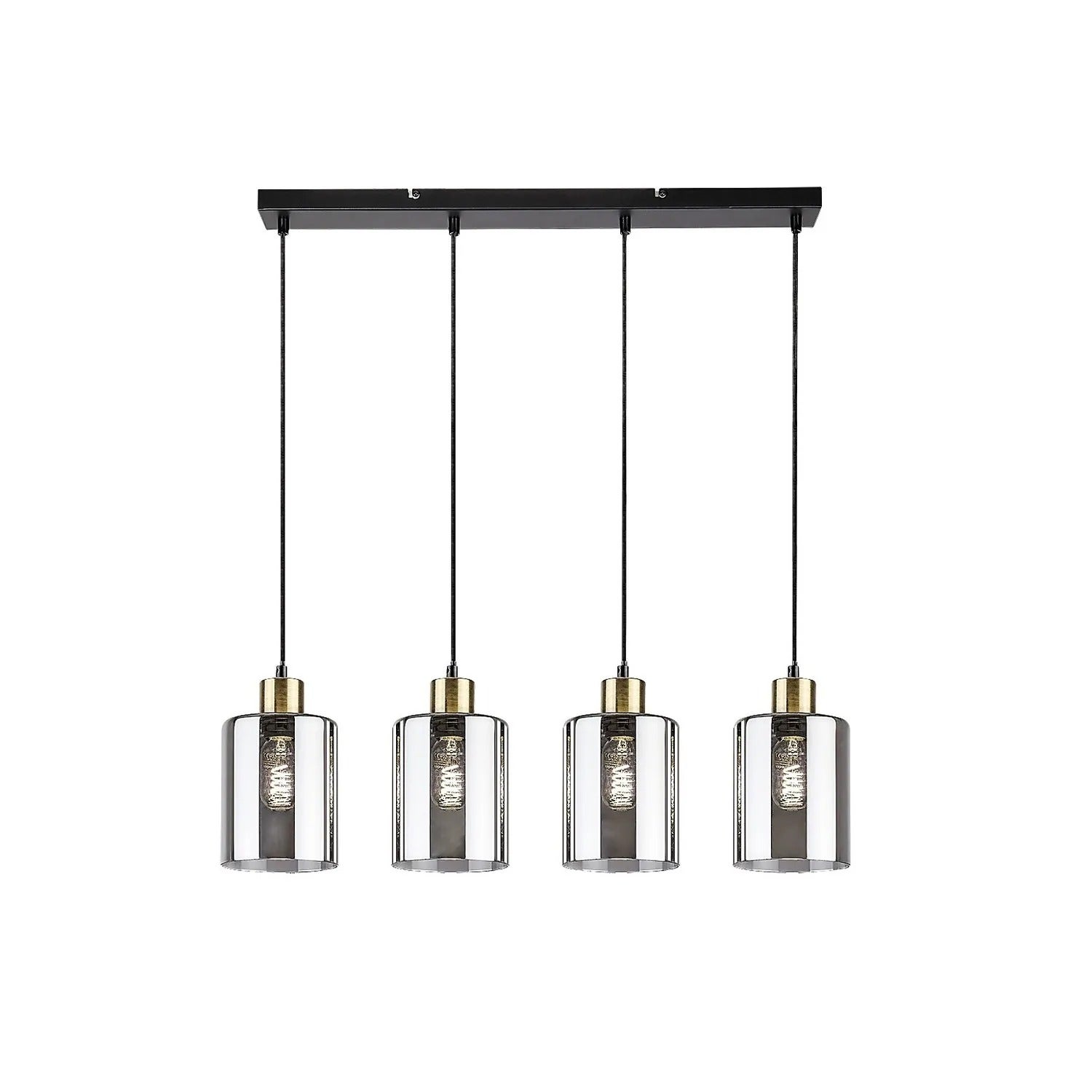 Lampa wisząca PEREZ czarny matowa-dymiona 4xE27x40W szkło wym:120x65x13cm IP20 Rabalux