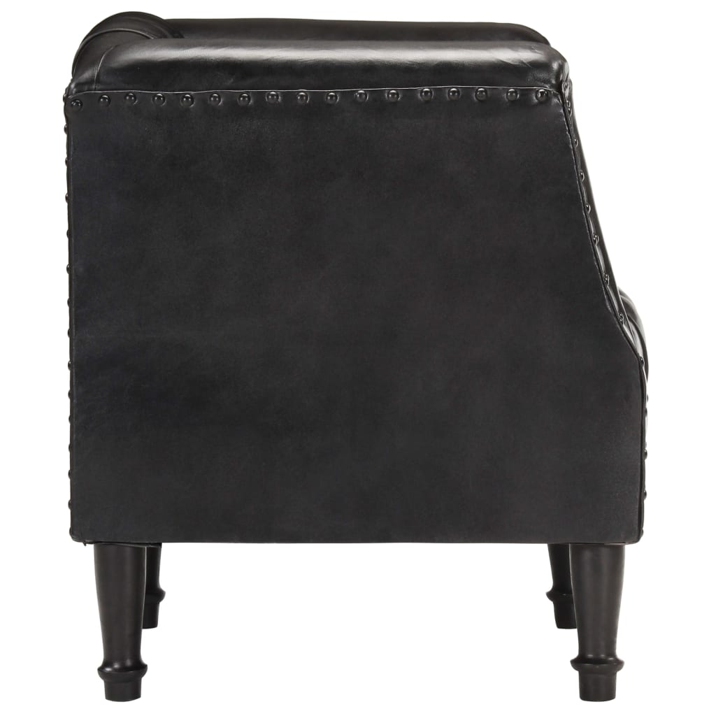 Fauteuil Noir Cuir véritable de chèvre - 4