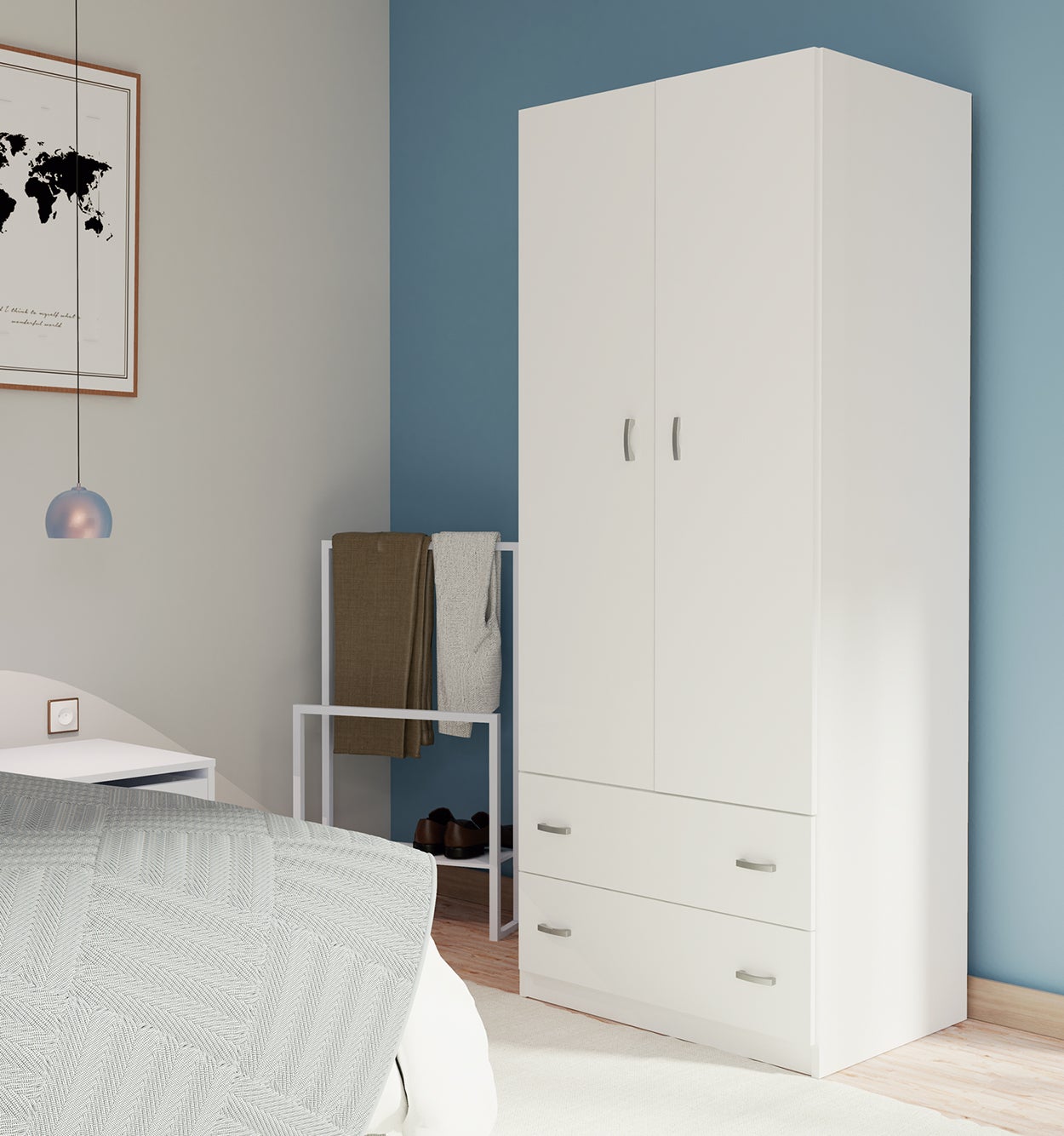 Armoire Placard / Meuble De Rangement Coloris Blanc Brillant - Hauteur 180 X Longueur 74 X Profondeur 50 Cm - 4